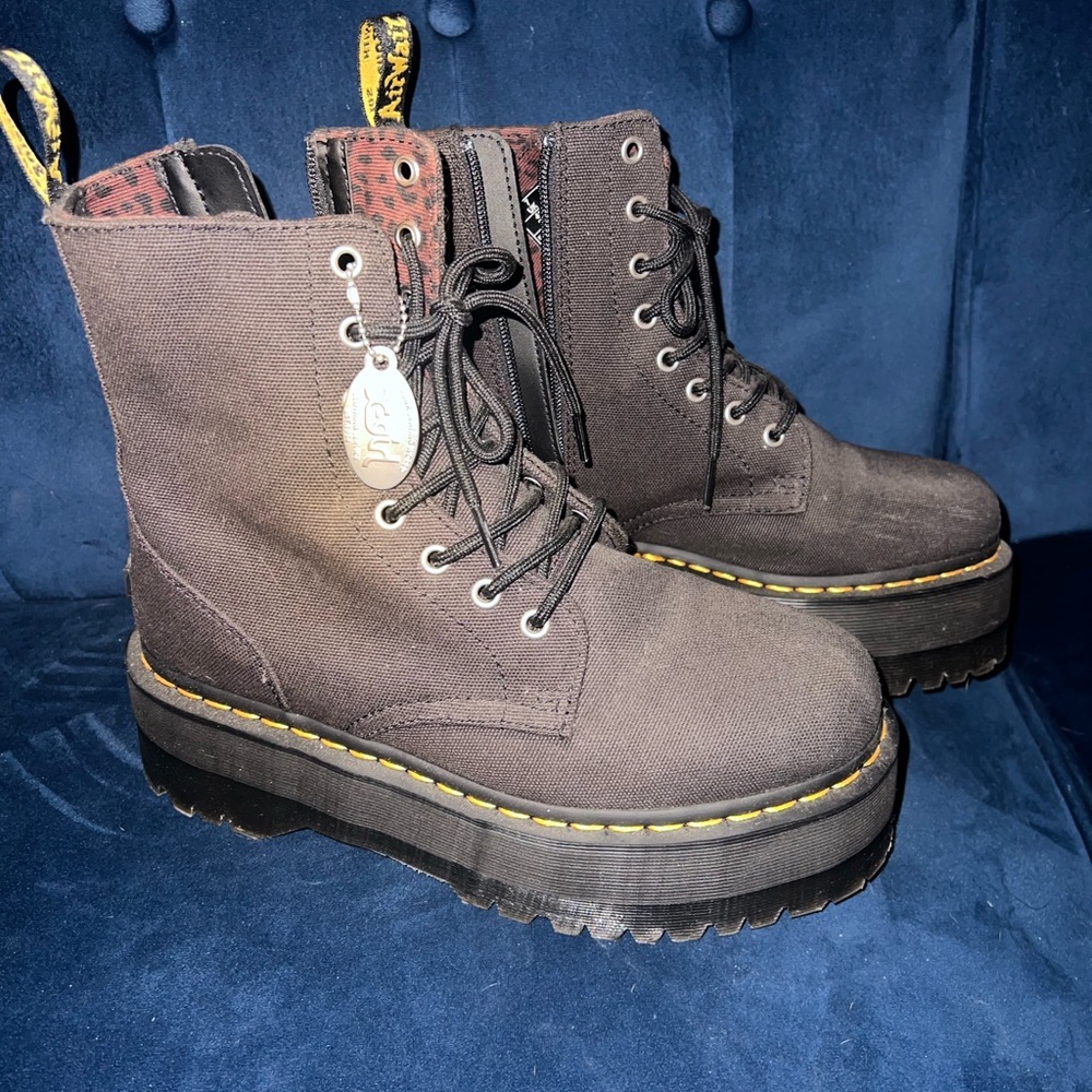 RARE Dr. Martens/X-Girl Jadon Max  Black Canvas Platform Boots